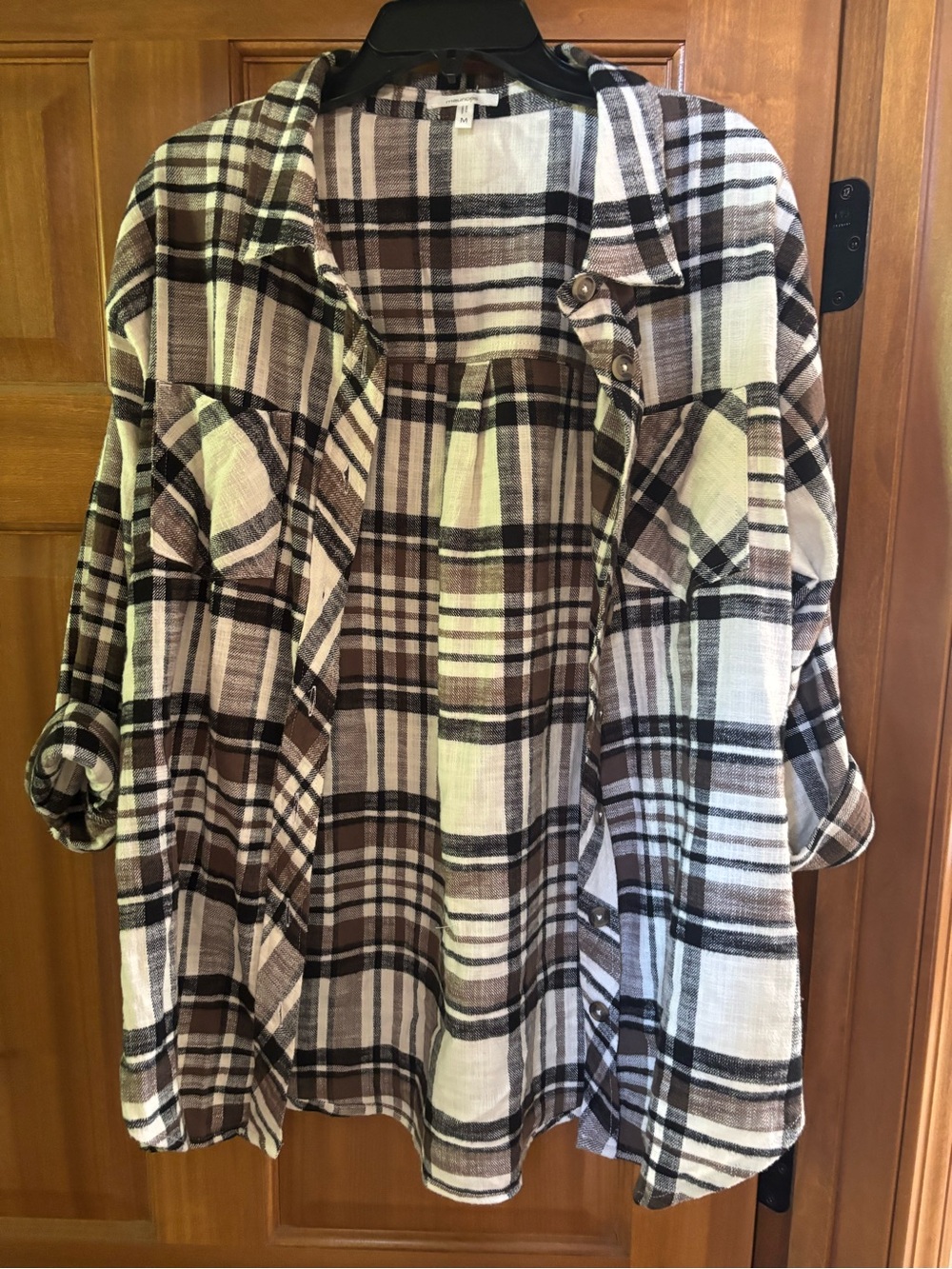 Maurice’s Brown, Cream, and Black Plaid Flannel